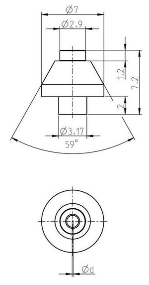 Technische Zeichnung Wasserstrahlschneiddüse Typ 1256