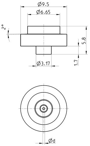 Technische Zeichnung Wasserstrahlschneiddüse Typ 270