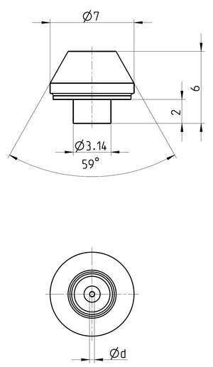 Technische Zeichnung Wasserstrahlschneiddüse Typ 297